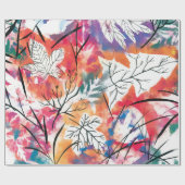 Papier Cadeau Feuilles aquarelle (Plat)