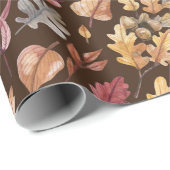 Papier Cadeau Feuilles automnales d'automne (Coin rond)