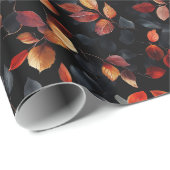 Papier Cadeau Feuilles automnales d'Halloween modernes (Coin rond)