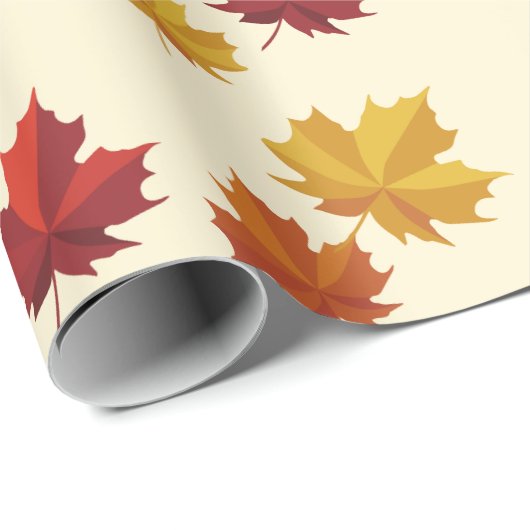 Papier Cadeau Feuilles automnales Vendanges automnales Halloween (Coin rond)