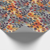 Papier Cadeau Feuilles automne Rouge Beige Bleu Thankesgiving (Coin)