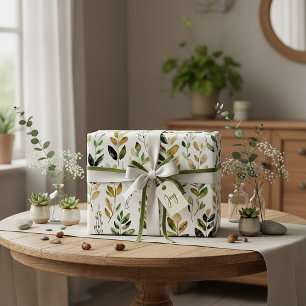 Papier Cadeau Feuilles aux tons terre pastel