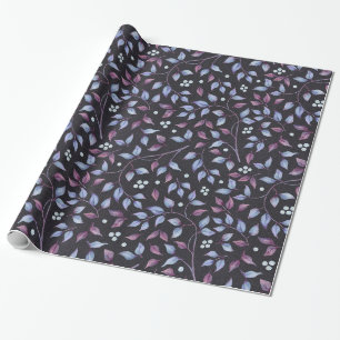Papier Cadeau Feuilles bleus et violets