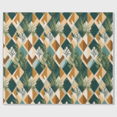 Papier Cadeau Feuilles Boho et Formes Géométriques (Plat)