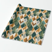 Papier Cadeau Feuilles Boho et Formes Géométriques (Déroulé)