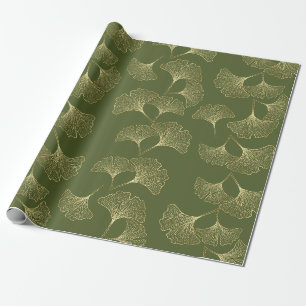 Papier Cadeau Feuilles botaniques or élégantes