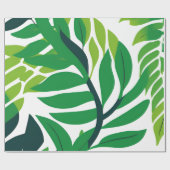 Papier Cadeau Feuilles botaniques vertes (Plat)