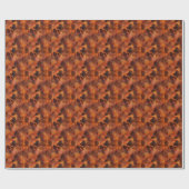 Papier Cadeau Feuilles brunes sur orange  (Plat)