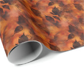Papier Cadeau Feuilles brunes sur orange  (Coin rond)