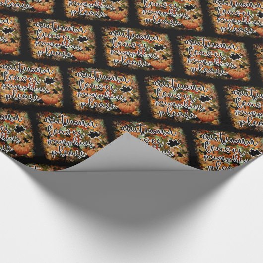 Papier Cadeau Feuilles Citrouilles d'automne modernes (Coin)