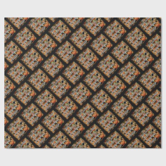 Papier Cadeau Feuilles Citrouilles d'automne modernes (Plat)
