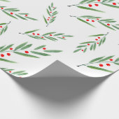 Papier Cadeau Feuilles d'aquarelle et Motif de baies (Coin)