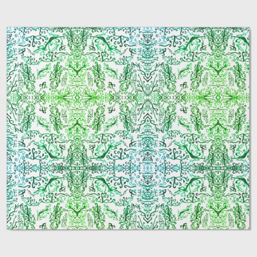 Papier Cadeau Feuilles d'aquarelle Papier d'enveloppement (Plat)