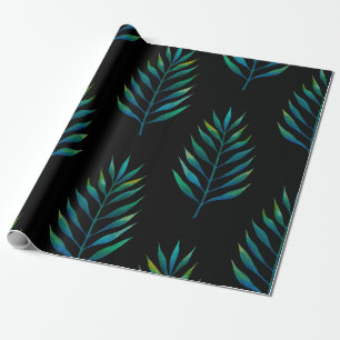 Papier Cadeau Feuilles d'aquarelle verte sur un arrière - plan n