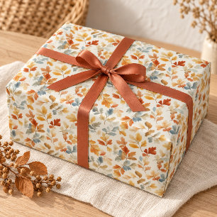 Papier Cadeau Feuilles d'automne à l'aquarelle douce