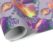 Papier Cadeau Feuilles d'automne à Lilac (Coin rond)