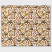 Papier Cadeau Feuilles d'automne, baies, champignons et fleurs (Plat)