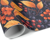 Papier Cadeau Feuilles d'automne Berries & Branches Papier d'env (Coin rond)