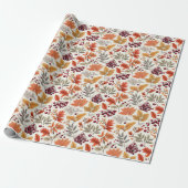 Papier Cadeau Feuilles d'automne Berries & Branches Papier d'env (Déroulé)