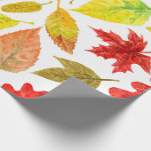 Papier Cadeau Feuilles d'automne blanc (Coin)