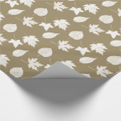 Papier Cadeau Feuilles d'automne - blanc et taureau (Coin)