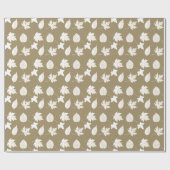 Papier Cadeau Feuilles d'automne - blanc et taureau (Plat)