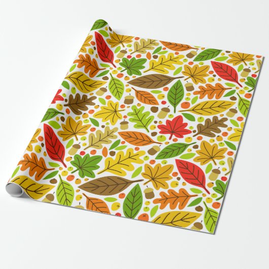 Papier Cadeau Feuilles d'automne colorées (Déroulé)