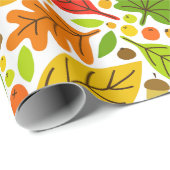 Papier Cadeau Feuilles d'automne colorées (Coin rond)
