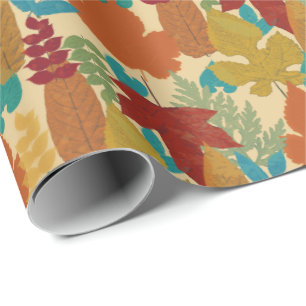 Papier Cadeau Feuilles d'automne colorées