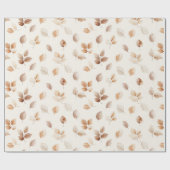 Papier Cadeau Feuilles d'automne Crème Or (Plat)