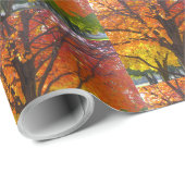 Papier Cadeau Feuilles d'automne de la photo jaune et orange (Coin rond)