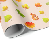 Papier Cadeau Feuilles d'automne en beige (Coin rond)