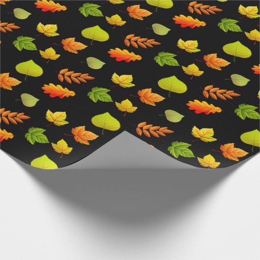 Papier Cadeau Feuilles d'automne en noir (Coin)