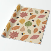 Papier Cadeau Feuilles d'automne en Terracotta, Brown et vert (Déroulé)