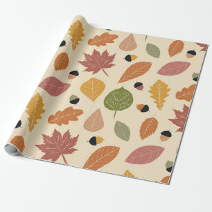 Papier Cadeau Feuilles d'automne en Terracotta, Brown et vert