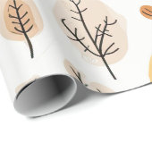 Papier Cadeau Feuilles d'automne et éléments de la nature Motif (Coin rond)