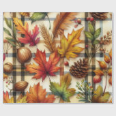 Papier Cadeau Feuilles d'automne festives sur plaid (Plat)
