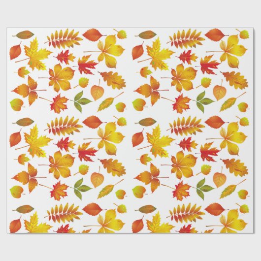 Papier Cadeau Feuilles d'automne lumineuses (Plat)