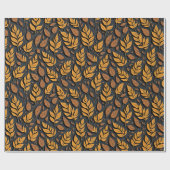 Papier Cadeau Feuilles d'automne marron de style moderne (Plat)