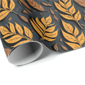 Papier Cadeau Feuilles d'automne marron de style moderne (Coin rond)