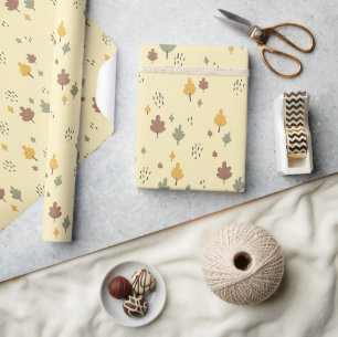 Papier Cadeau Feuilles d'automne minimalistes