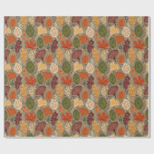 Papier Cadeau Feuilles d'automne multicolores boho fantaisistes (Plat)