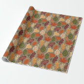 Papier Cadeau Feuilles d'automne multicolores boho fantaisistes (Déroulé)