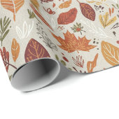 Papier Cadeau Feuilles d'automne multicolores boho fantaisistes (Coin rond)