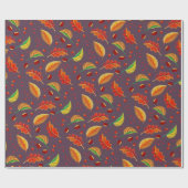 Papier Cadeau Feuilles d'automne Noix châtaignes Motif Élégant a (Plat)