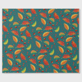 Papier Cadeau Feuilles d'automne Noix châtaignes Motif Élégant a (Plat)