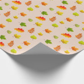 Papier Cadeau Feuilles d'automne sur beige (Coin)
