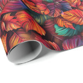 Papier Cadeau Feuilles d'automne vibrantes (Coin rond)