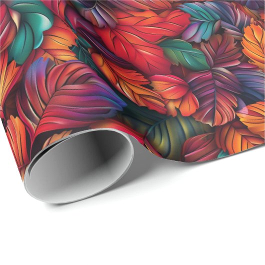 Papier Cadeau Feuilles d'automne vibrantes (Coin rond)