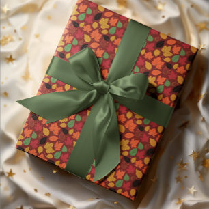Papier Cadeau Feuilles d'automne vibrantes Motif multicolores
